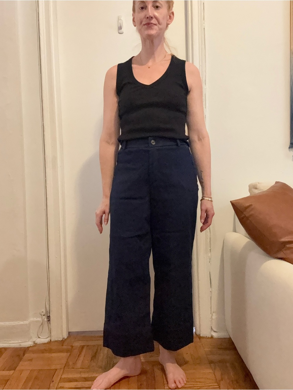 SPANX Navy Wide-Leg High-Rise Trousers